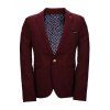 One Button Knitting Polka Dot Lining Lapel Long Sleeve Men's Blazer - Rouge foncé 2XL