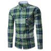 Chic Plié Pocket manches longues Deep Green Tartan shirt pour hommes - Vert 3XL