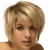 Graceful Short Fluffy Side Bang Straight Mixed Color Synthetic Hair Wig For Women - multicolore 