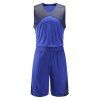 Printed Spliced V-Neck Sleeveless Sport Suit ( Tank Top + Shorts ) - Bleu 4XL