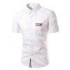 Chic Stripe Spliced ​​Turn Down Collar manches courtes T-shirt pour les hommes - Blanc 3XL