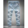 Hétéro Striped Drawstring Men 's Cuffed Jeans - Bleu clair 42