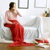 Hot Sale Coton Tricoté Solid Color Mermaid Tail Blanket - Rouge L