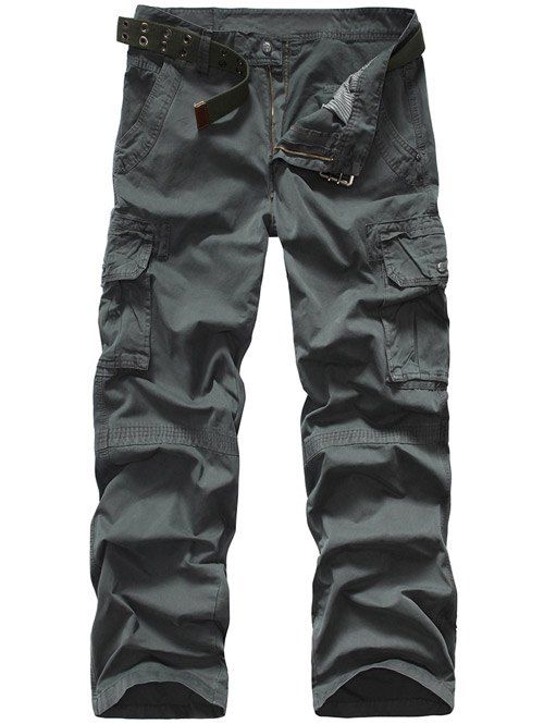 

Loose-Fitting Snap Button Pocket Men's Cargo Pants, Deep gray
