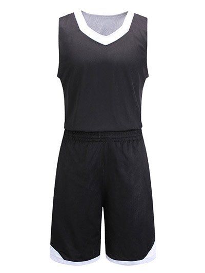 Style de Reversible Color Block Splicing V-Neck manches Sport Suit (Tank Top + Shorts) - Noir XL