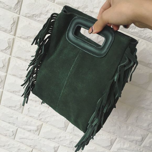 Retro Suede et Fringe design femmes d  'Sac bandoulière - Vert 