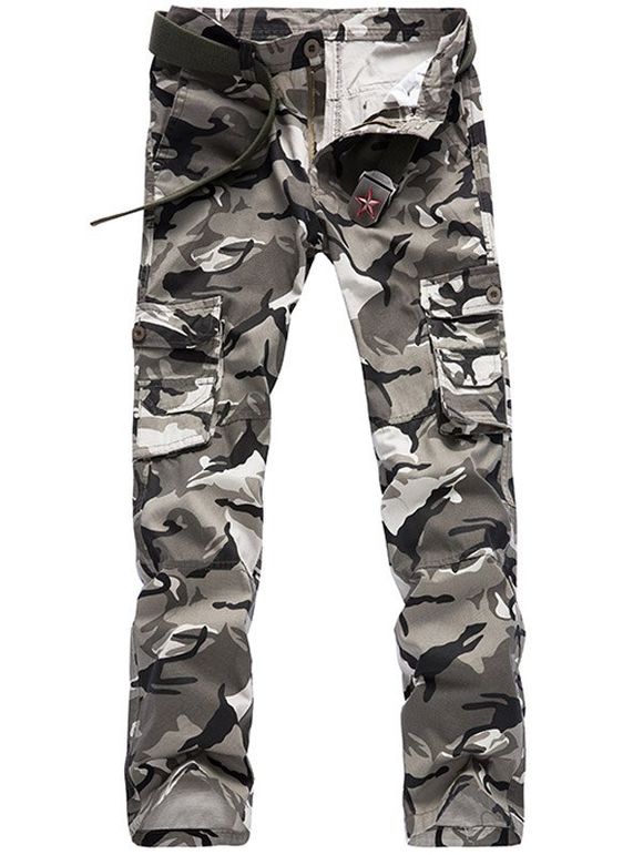 Camo Motif multi poches Men 's  Cargo Pants - Gris 40