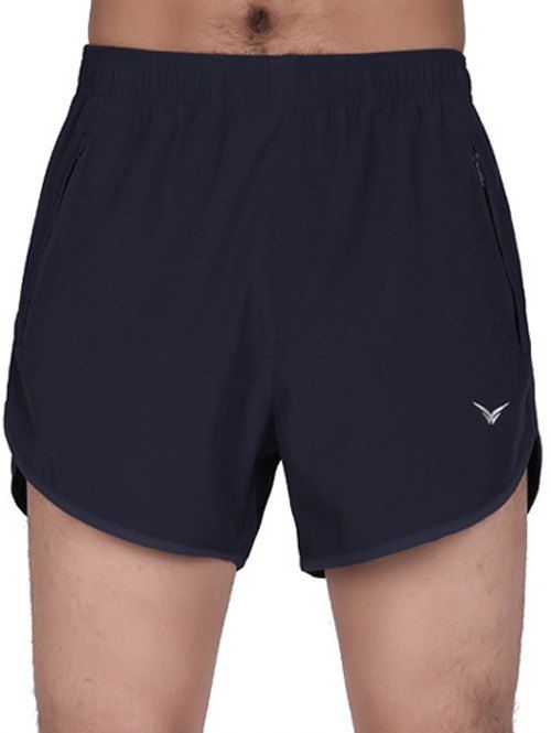 Poches zippées taille élastique Shorts ample Quick-Dry de Spliced ​​Men - Bleu profond L