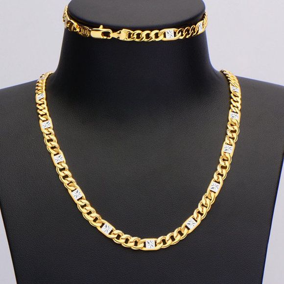 Un costume de Chic Faux Collier Cristal géométrique et bracelet pour les femmes - d'or 