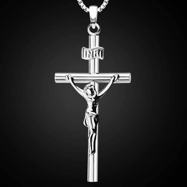 

Delicate Crucifix Hollow Out Pendant Necklace For Men, Silver