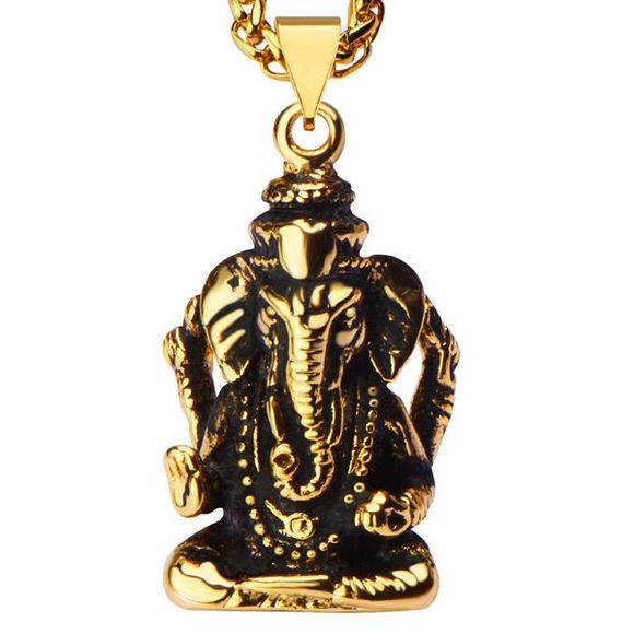 Collier Forme Chic Elephant Dieu pour les hommes - d'or 