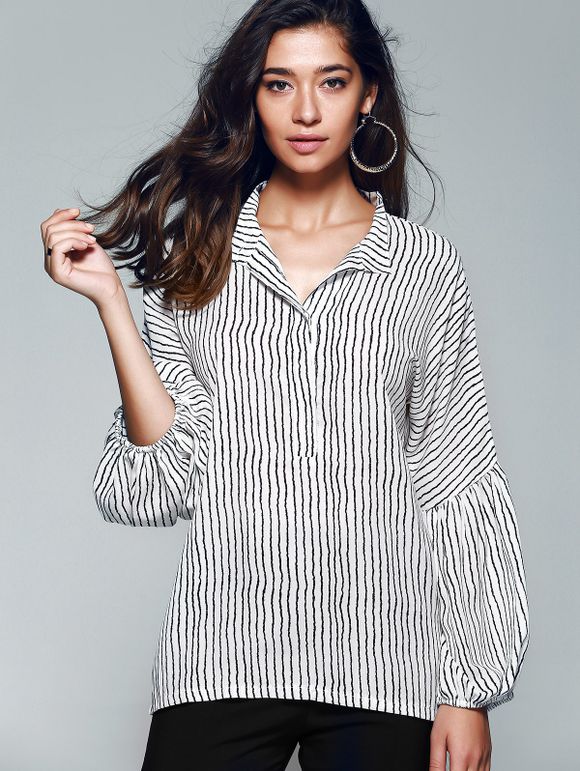 Lanterne manches Pinstriped Blouse - Rayure S