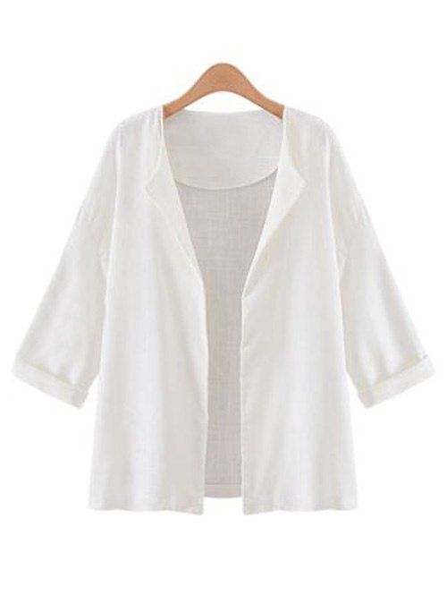 

Collarless Open Front Jacket, White