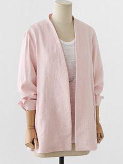 

Open Front Collarless Jacket, Light pink