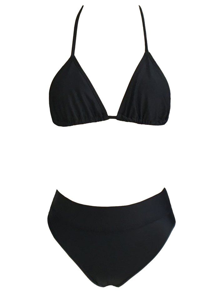 

Solid Color Halter Bikini, Black