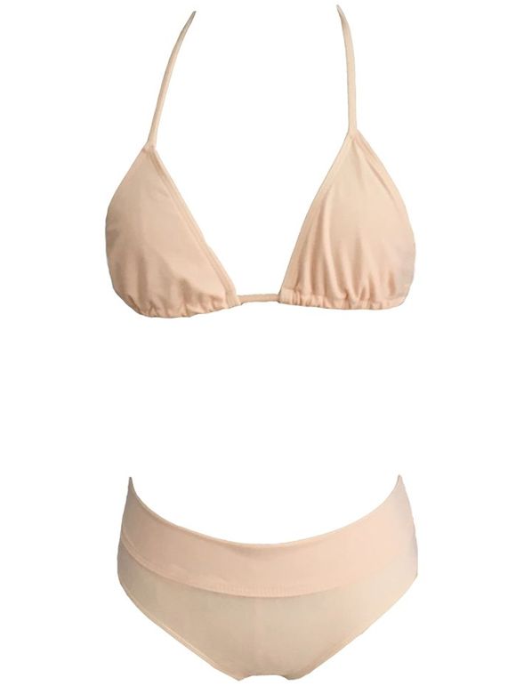 Solide Couleur Halter Bikini - Abricot S