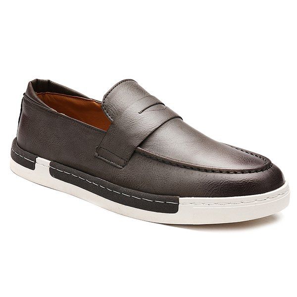

Trendy Solid Color and PU Leather Design Men's Casual Shoes, Gray