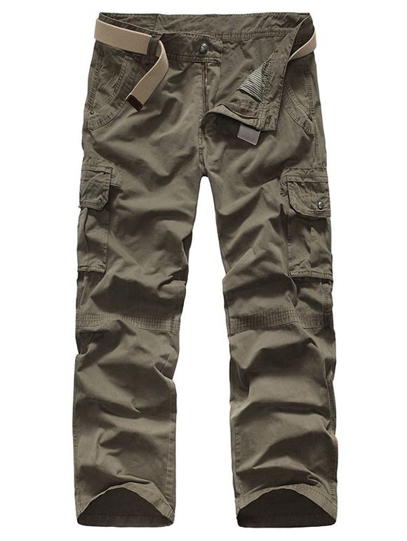 Zipper Fly Straight Leg Plus Size Pockets s 'Design Men  Cargo Pants - Gris 30