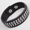 Chain Punk Agrémentée PU cuir Layered Bracelet pour les hommes - Argent et Noir 