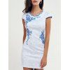 Retro Wavy Cut Jacquard Floral Dress For Women - Blanc XL