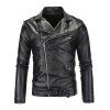 Mode collier Turn-Down Zip-Up manches longues hommes d  'PU-Leather Jacket - Noir 2XL