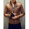 Zipper mode stand Agrémentée Collar Veste en cuir pour les hommes - Brun XL