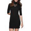 Col rond manches 1/2 Skinny Sweater Dress - Noir XL