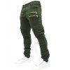 Rib Design Zipper Embellished Pocket Zipper Fly Narrow Feet Men's Pants - Vert Armée 3XL