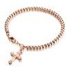 Simple Solide chaîne Perles Couleur Cross Charm Bracelet pour les hommes - Or de Rose 