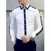 Color Block Splicing élégant col rabattu manches longues hommes  's Shirt - Blanc 2XL