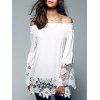 Blouse à épaules dénudées manches cloche avec empiècements en dentelle - Blanc L