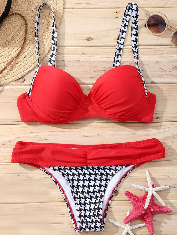 Les femmes élégantes de l  'Hit Couleur push Vérifié Up Bikini - Rouge XL