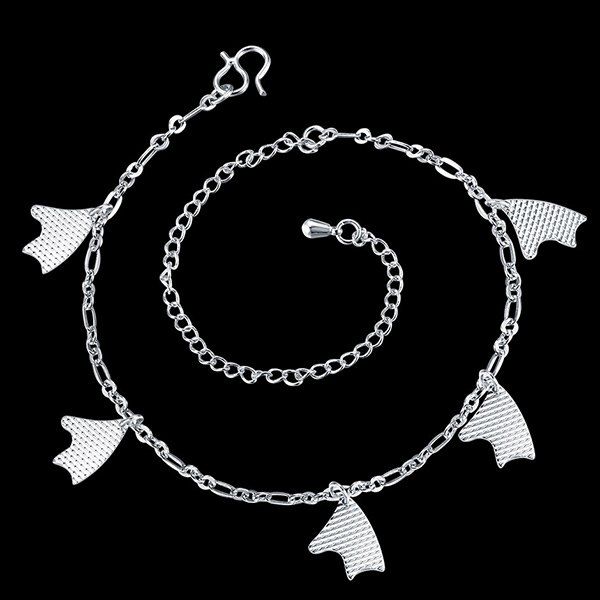 

Geometric Charm Anklet, Silver