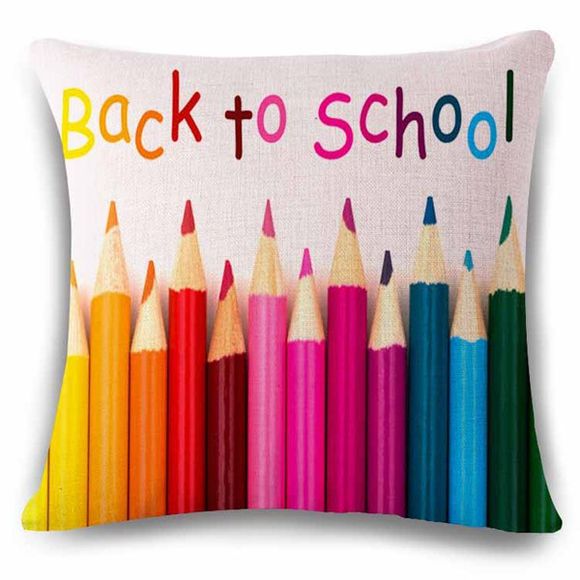 Doux Colorful Back To Quote école Crayon Forme Taie d'oreiller de lin - coloré 