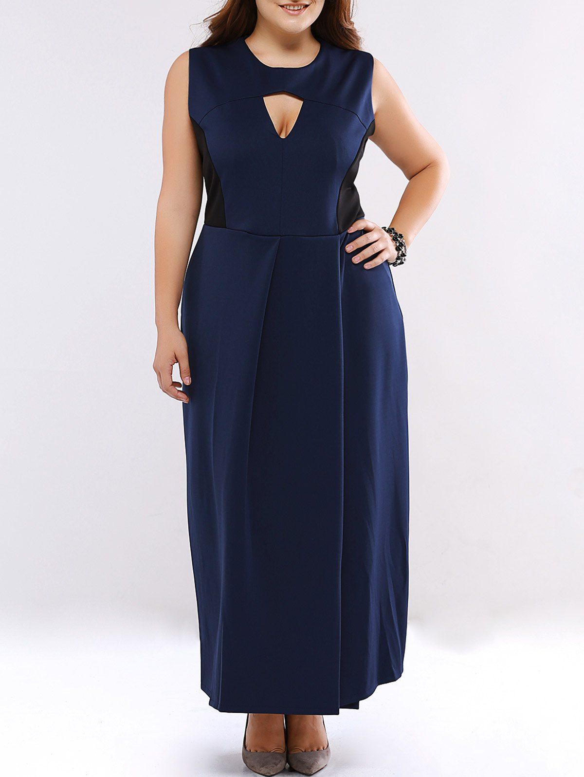 

Plus Size Cut Out High Waist Cocktail Dress, Deep blue