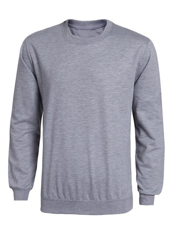 

Rib Splicing Long Sleeve Solid Color Men's Sweatshirt, Gray