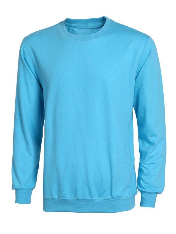 

Rib Splicing Long Sleeve Solid Color Men's Sweatshirt, Azure