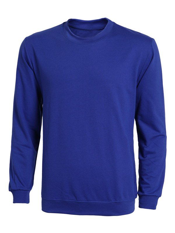 

Rib Splicing Long Sleeve Solid Color Men's Sweatshirt, Deep blue