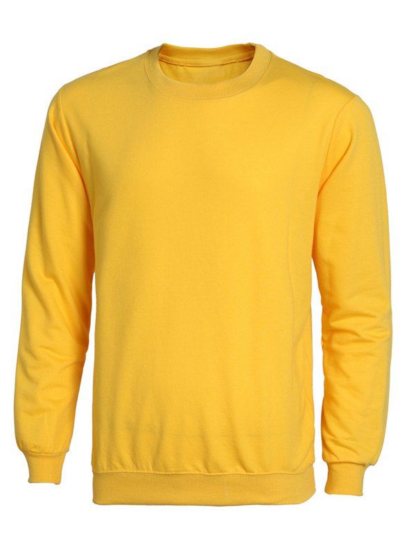 

Rib Splicing Long Sleeve Solid Color Men's Sweatshirt, Yellow