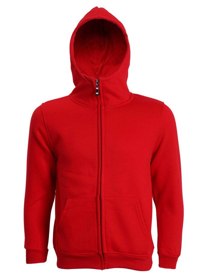 

Hooded Long Sleeve Solid Color Zip-Up Men's Hoodie, Red, Hooded Long Sleeve Solid Color Zip-Up Men' Hoodie, Red