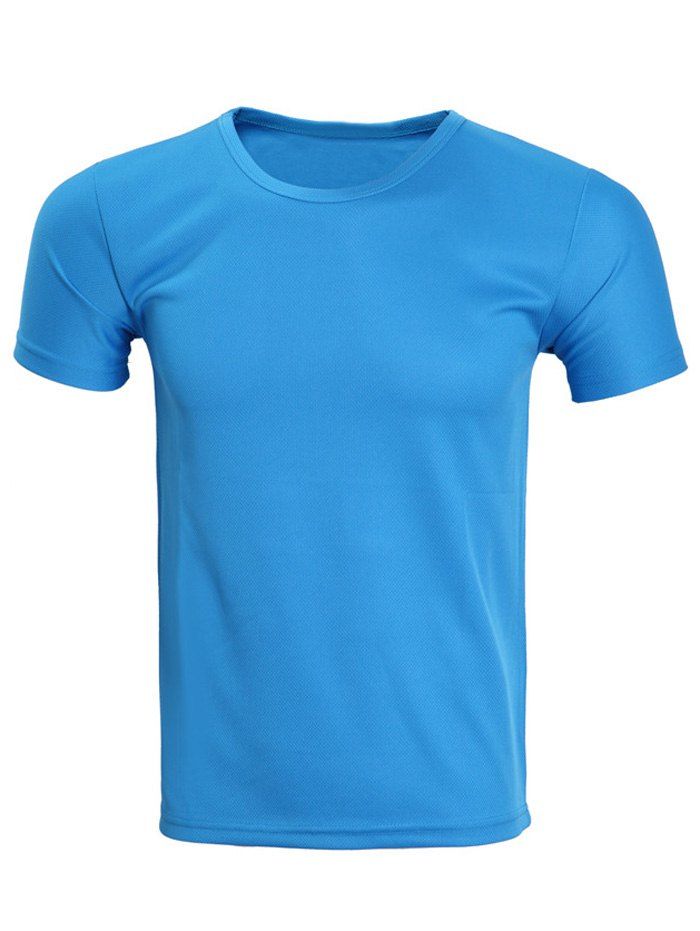 

Solid Color Short Sleeve Men' T-Shirt, Blue