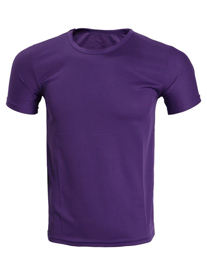 

Solid Color Short Sleeve Men's T-Shirt, Purple