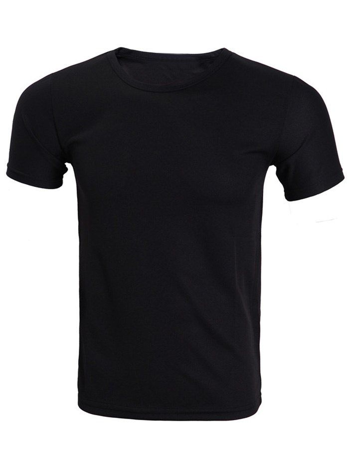 

Solid Color Short Sleeve Men' T-Shirt, Black