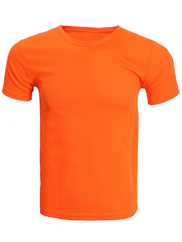 T-shirt de couleur unie à manches courtes hommes - Orange XL