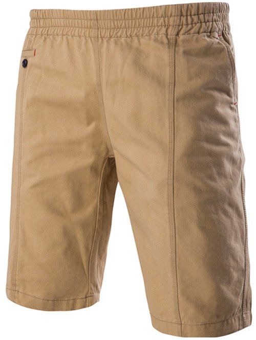 Casual stretch ceinture poches design Shorts pour hommes - Kaki XL