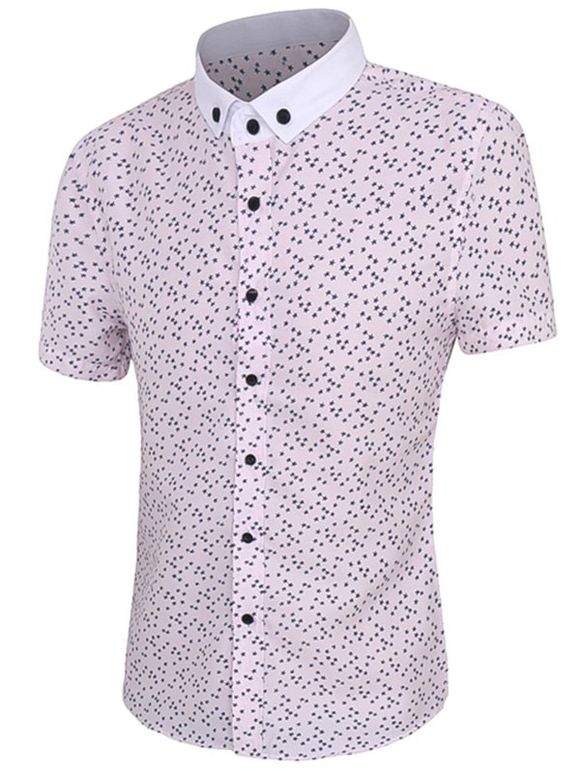 Full Star Print Men's Short Sleeves Button-Down Shirt - Rose 4XL