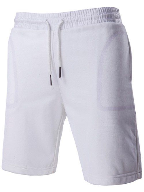 

Chic Transparent Pocket Design Drawstring Waistband Shorts For Men, White