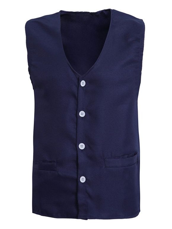 Solide Couleur col en V unique poitrine design Men 's Waistcoat - Cadetblue M
