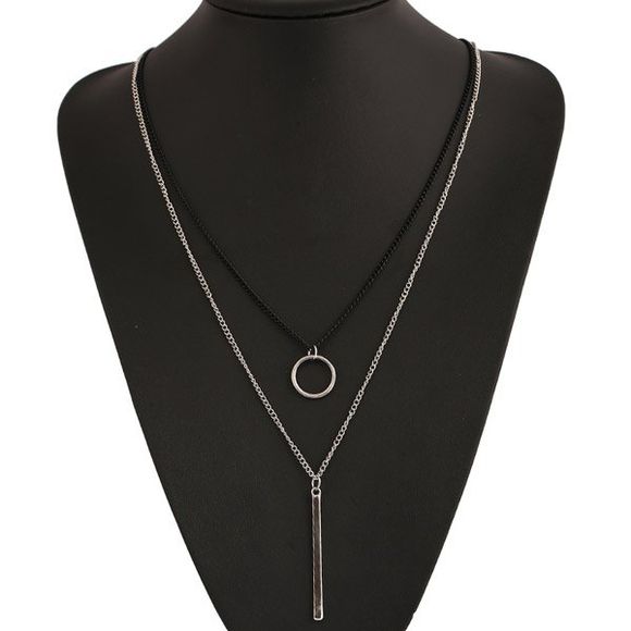 Vintage Circle Bar Collier Layered - Argent 
