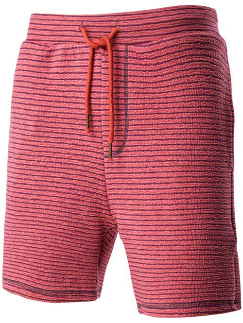 Casual Drawstring Waistband Design Striped Shorts For Men - Rouge 2XL